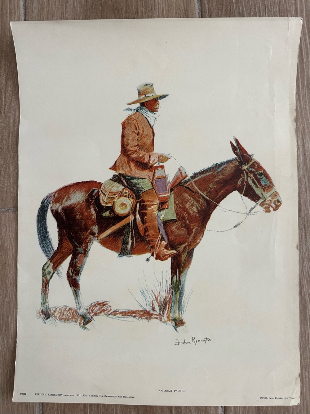 12x16” Frederic Remington an army packer print